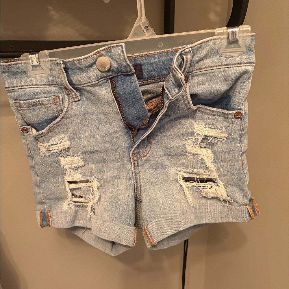 Aeropostale Light Wash Ripped Jean Shorts